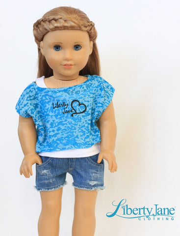 Liberty Jane 18 Inch Modern Off The Shoulder Tee 18" Doll Clothes Pattern larougetdelisle