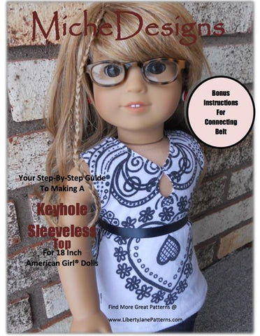 Miche Designs 18 Inch Modern Keyhole Sleeveless Top 18" Doll Clothes Pattern larougetdelisle