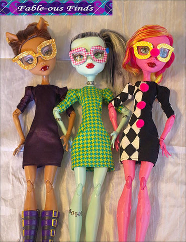 Fable-ous Finds Monster High Clown Chic Sheath Dress and Glasses Pattern for 17 inch Monster High Dolls larougetdelisle