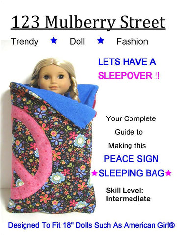 123 Mulberry Street 18 Inch Modern Peace Sign Sleeping Bag 18" Doll Accessory Pattern larougetdelisle