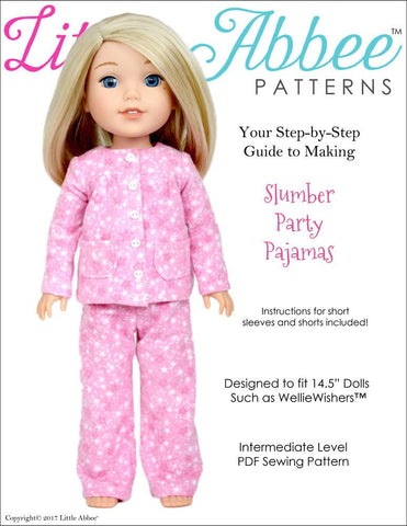 Little Abbee WellieWishers Slumber Party Pajamas 14.5" Doll Clothes Pattern larougetdelisle