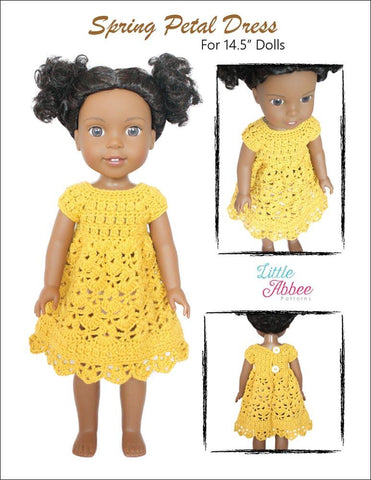 Little Abbee WellieWishers Spring Petal Dress 14.5" Doll Clothes Crochet Pattern larougetdelisle