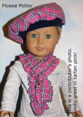 Flossie Potter 18 Inch Historical Tam Cap & Ruffled Scarf 18" Doll Clothes larougetdelisle