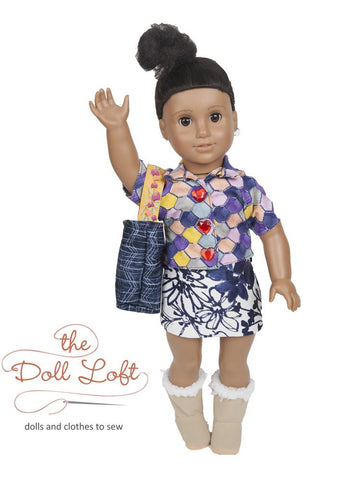 The Doll Loft 18 Inch Modern Westside Shirts and Skirt Pattern 18" Doll Clothes Pattern larougetdelisle